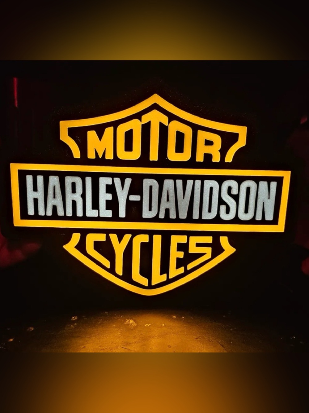 Harley-Davidson Black, Yellow and Silver Illuminated Logo Sign